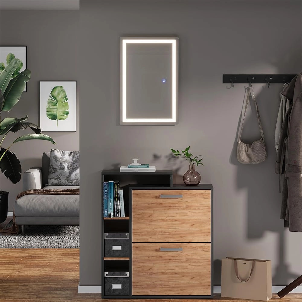 Specchio bagno Miral, Vetro, 60 x 40 cm con illuminazione frontale, per montaggio a parete con illuminazione LED integrata