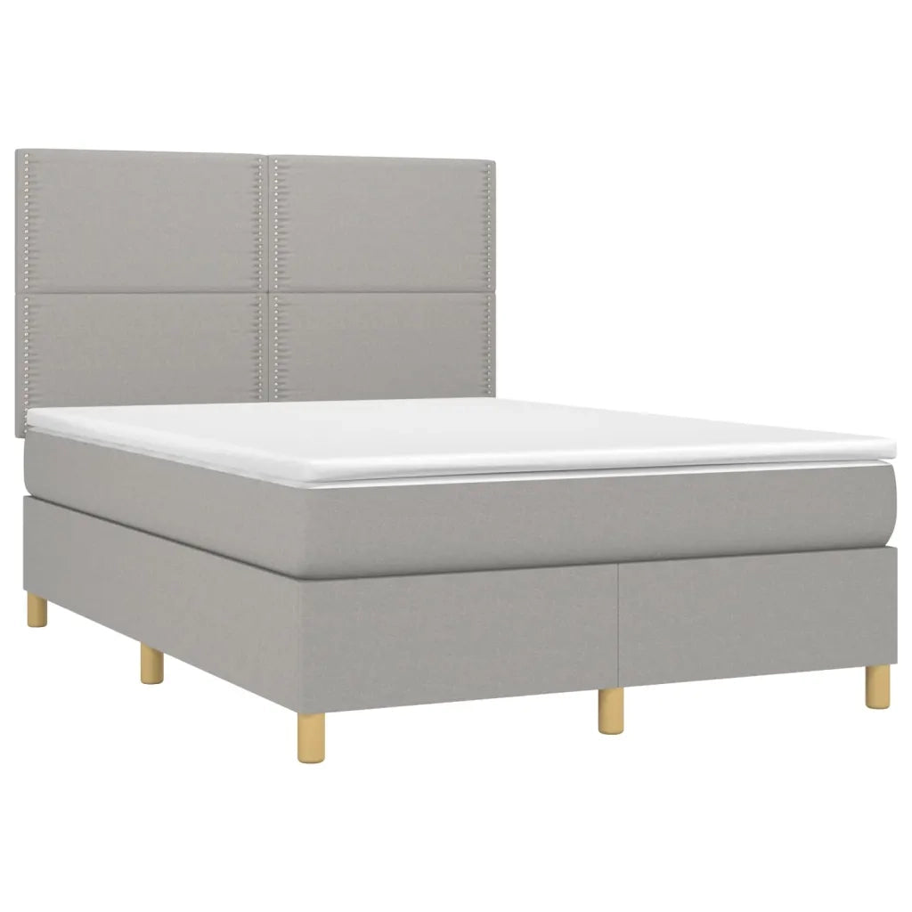 Letto a Molle Materasso e LED Grigio Chiaro 140x200 cm Tessutocod mxl 75013