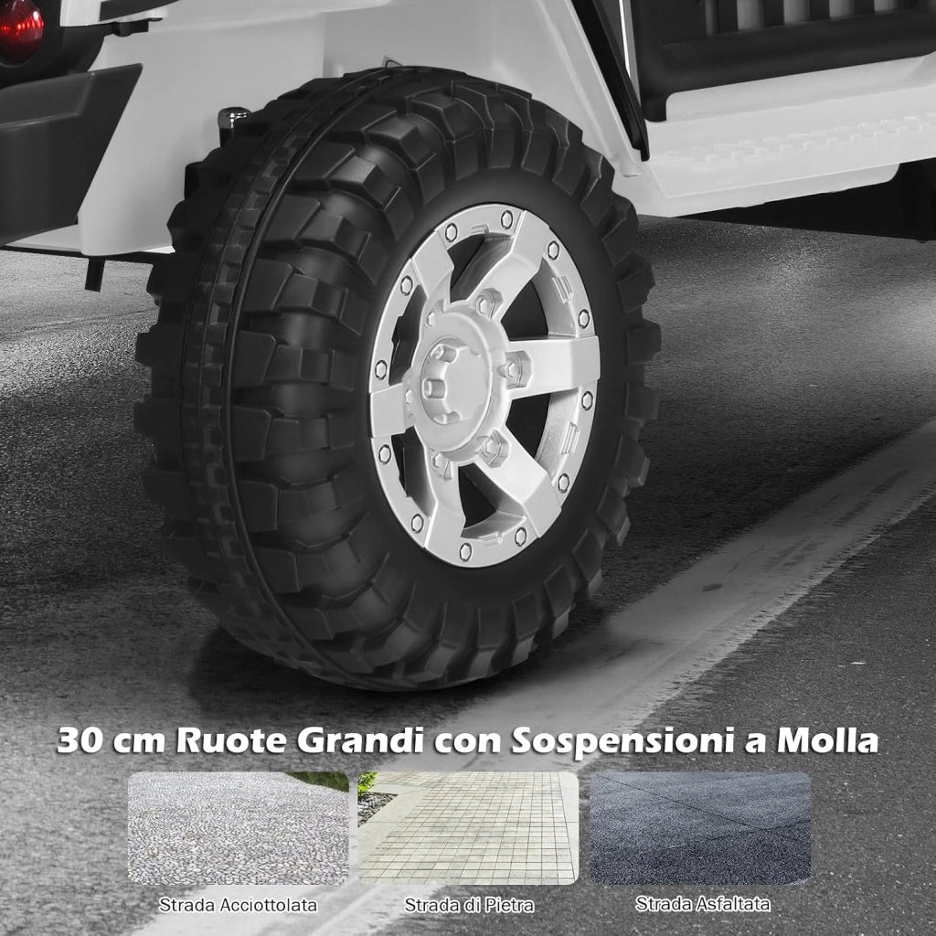 12V Auto Elettrica per Bambini, Macchina per Bambini con Telecomando, 3 Velocità, con Luci Musica MP3 e Radio, Veicolo Elettrico per Bambini 3+ Anni (Bianco)