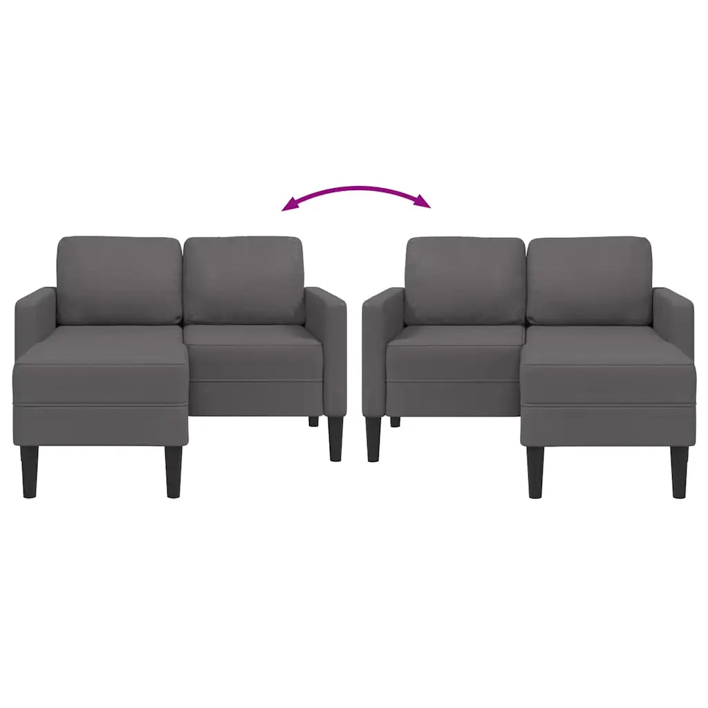 vidaXL Divano 2 Posti con Chaise longue a L Grigio 125cm in Similpelle