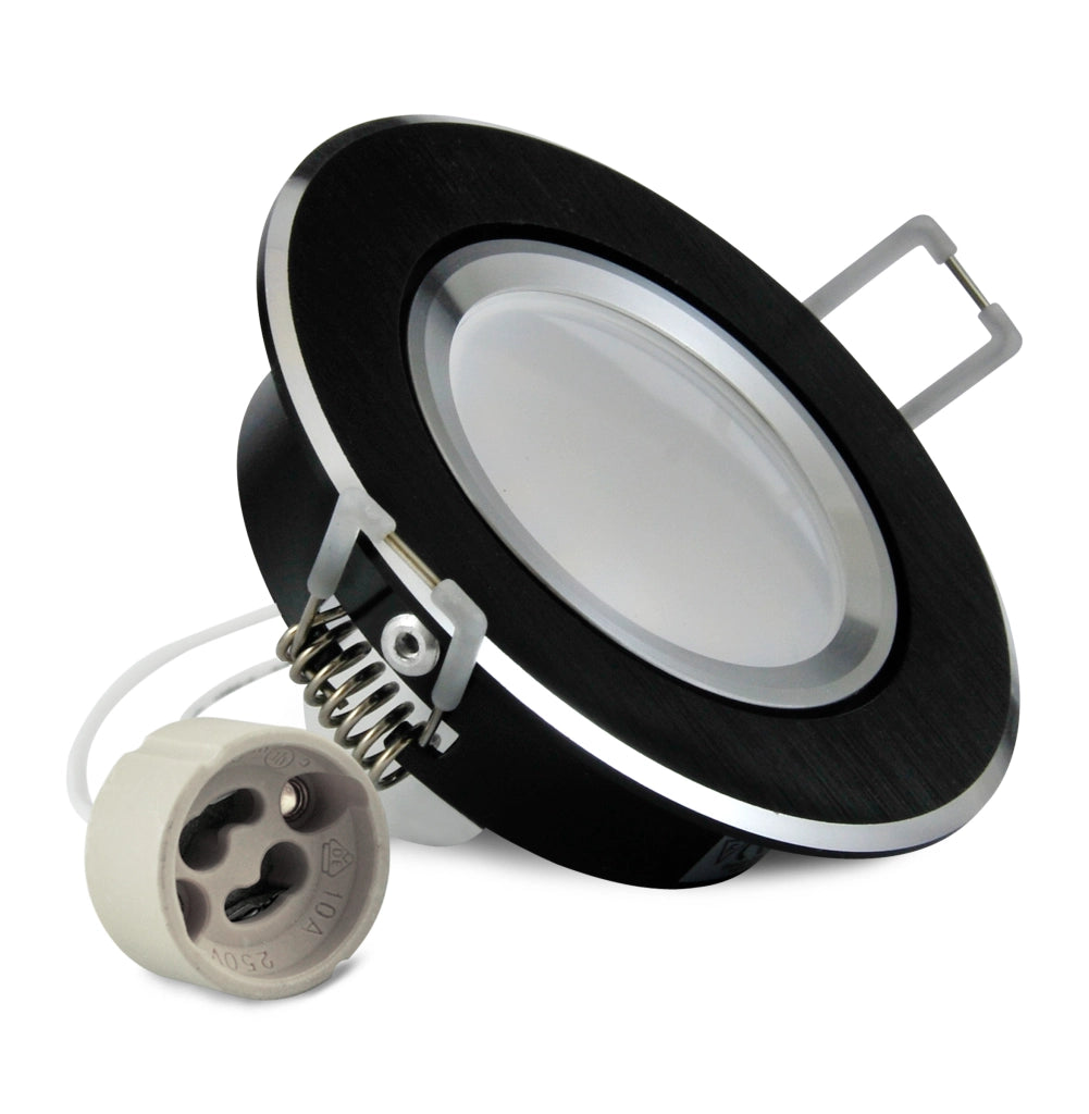 Faretto incasso LED tondo nero spazzolato GU10 Polux