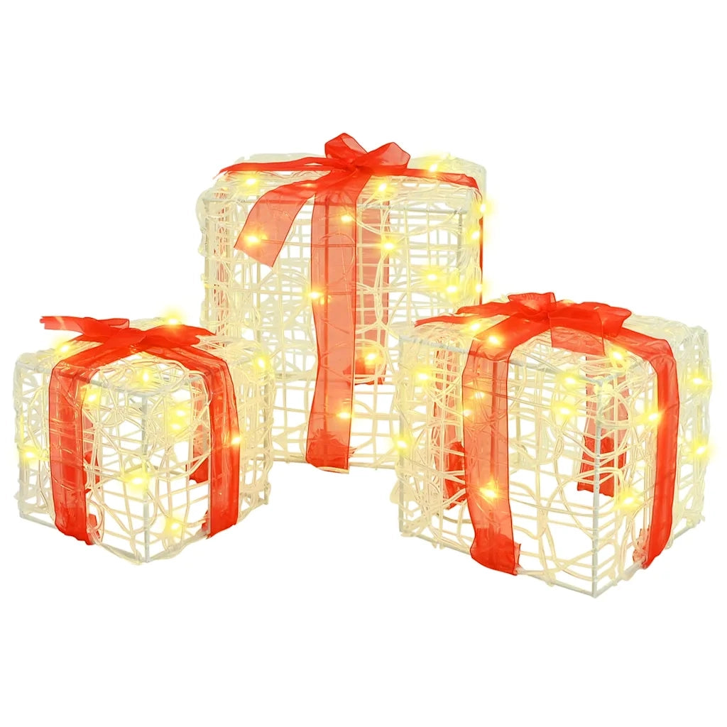 Scatola Regalo 3 pz Bianco caldo 20 x 20 x 20 cm Acrilico CFW7217780