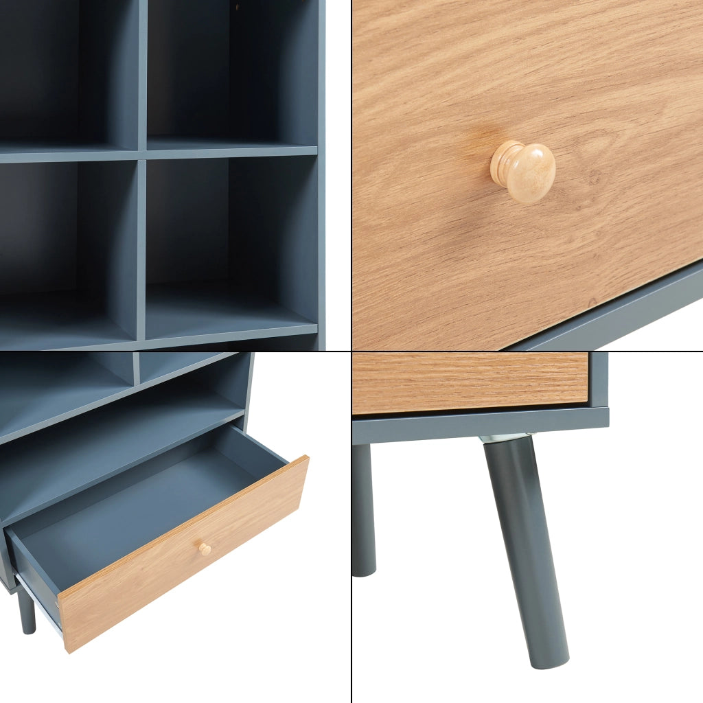 Libreria Reyljand Scaffale con Cassetto 120x70x40 cm - Grigio / Effetto Rovere [en.casa]