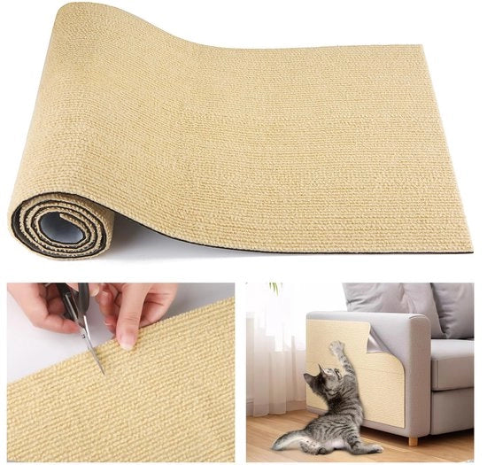 Mat per gatto autoadesivo, 30 x 100 cm mat per gatto autoadesivo, mat per gatto autoadesivo, palo per gatto, protezione autoadesiva per divano, parete, gatti, kaki