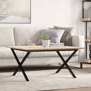 Tavolino da Salotto Telaio a X 90x90x45 cm Legno Pino e Acciaio