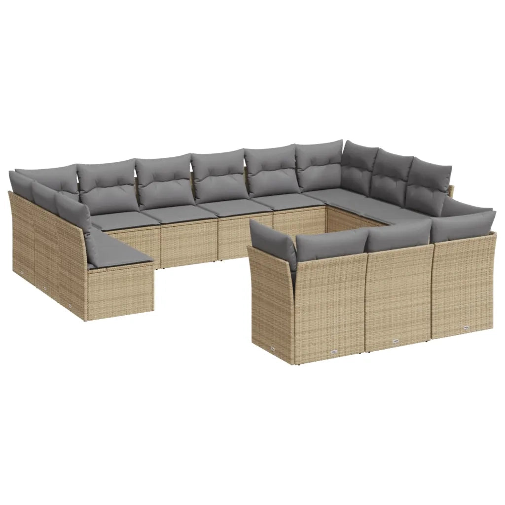 Set Divano da Giardino 13 pz con Cuscini Beige in Polyrattan 3218449