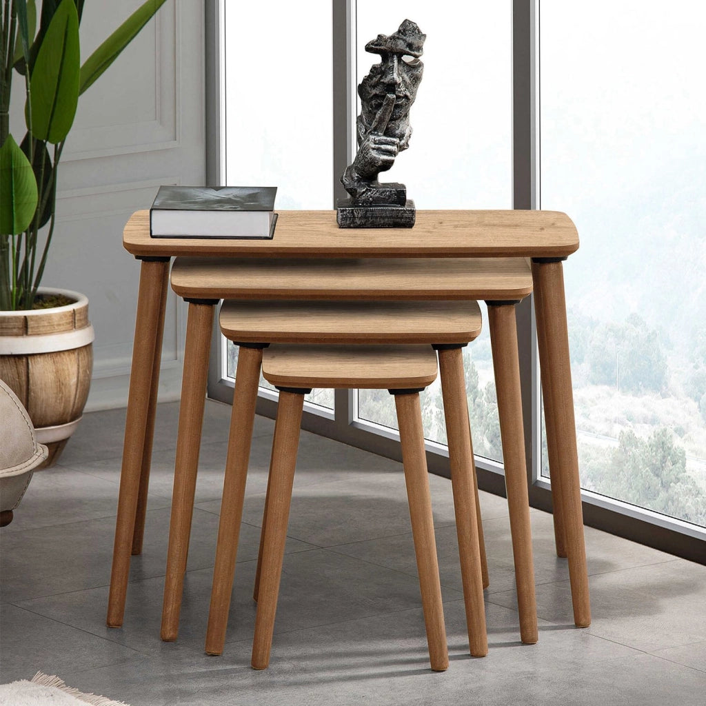 Tavolo nido in legno "Luci" 4 pezzi 70 x 40 x 55 cm - Rovere
