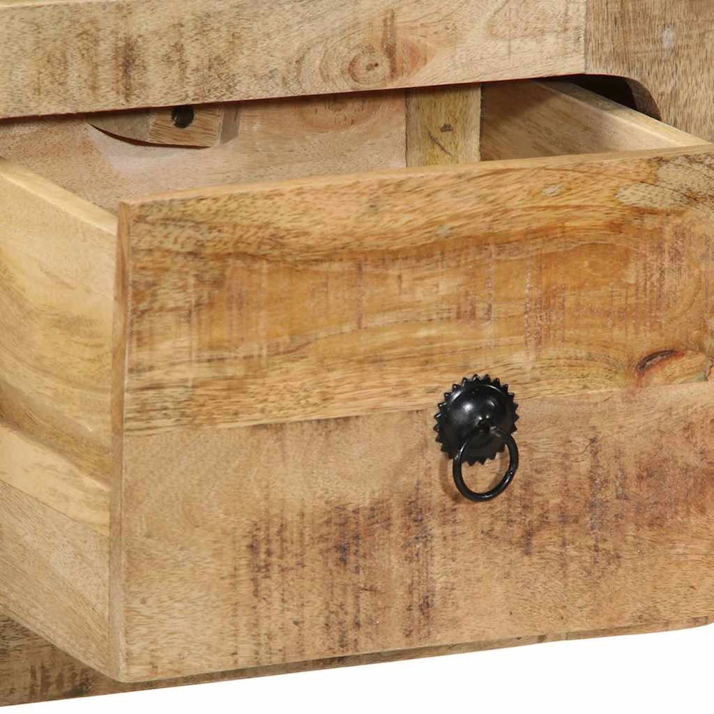 Mobile TV a parete 100 x 32 x 25 cm con 3 cassetti salvaspazio design contemporaneo in legno massello di mango grezzo 02_0058068