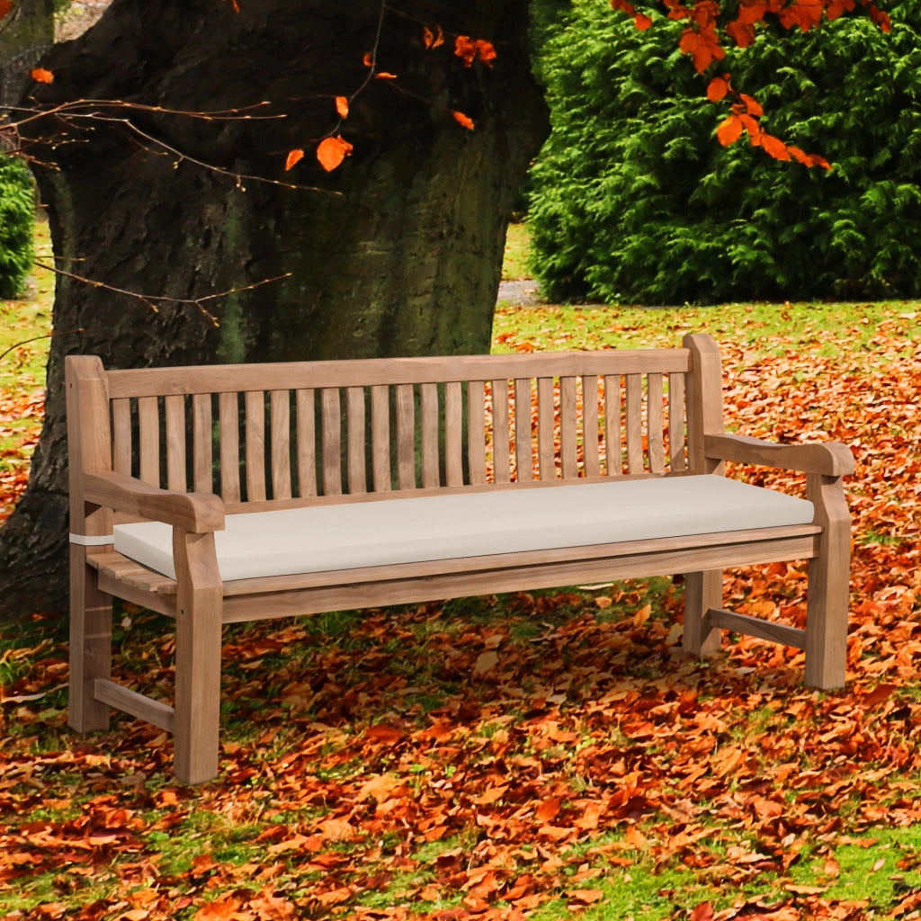 Panchina da Giardino in Teak Jackson con Cuscino crema,186x48x8 cm
