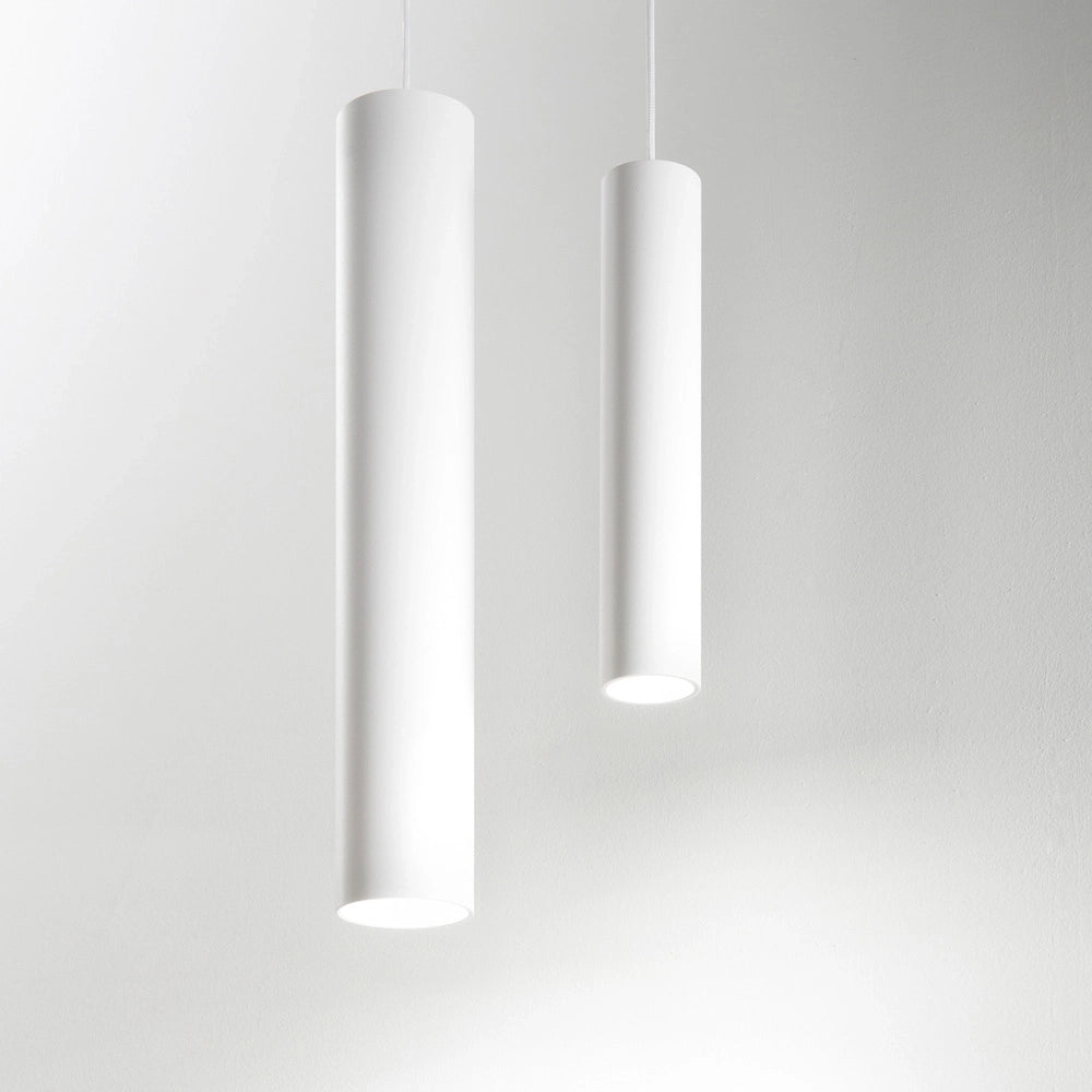 Sospensione Industrial-Minimal Tube Alluminio Bianco Led 9W 3000K D6Cm