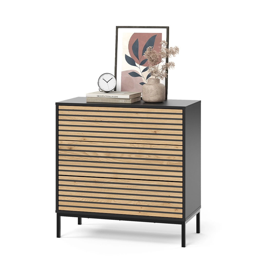 Vicco Cassettiera Nero/quercia 80 x 81.2 cm 2 cassetti