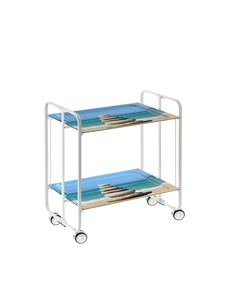 Carrello da cucina pieghevole bianco con ruote BAUHAUS 2 ripiani