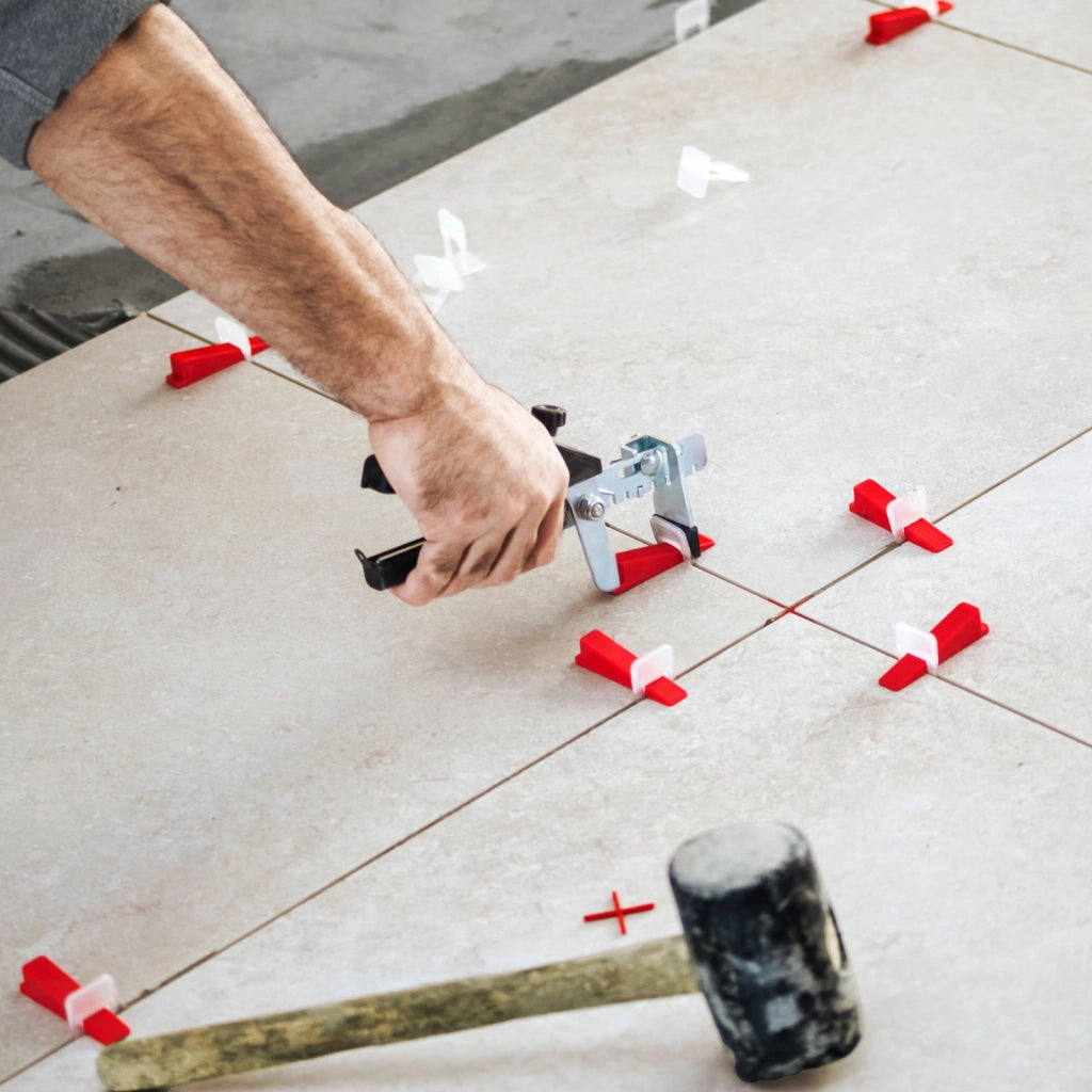 Set per livellamento piastrelle 800 linguette 1,0mm e 1 pinza per posa pavimenti