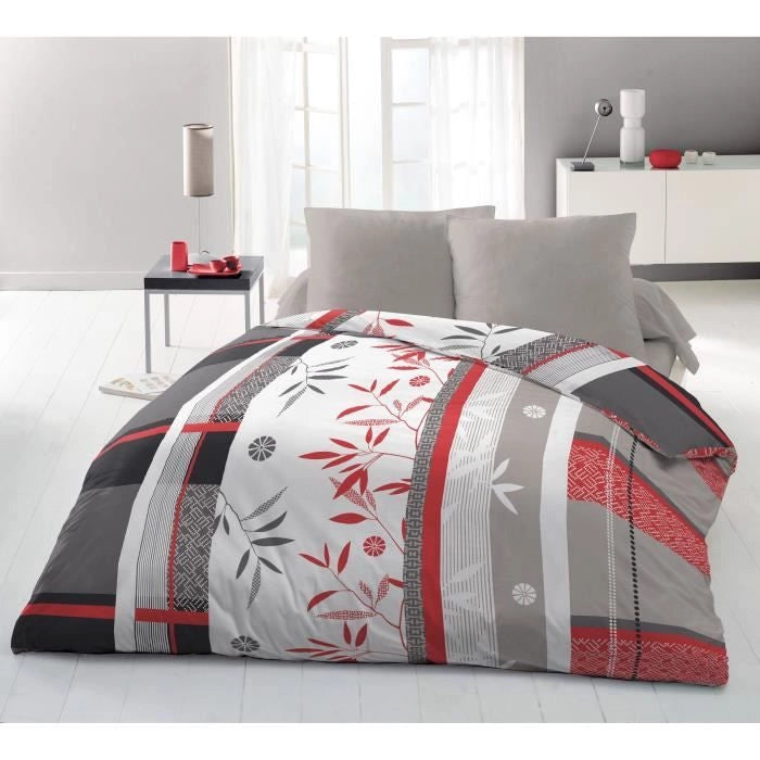 Completo letto in microfibra - HOME LINGE PASSION - SHIZUOKA - Copripiumino 240 x 260 cm + 2 federe 63 x 63 cm - Blu
