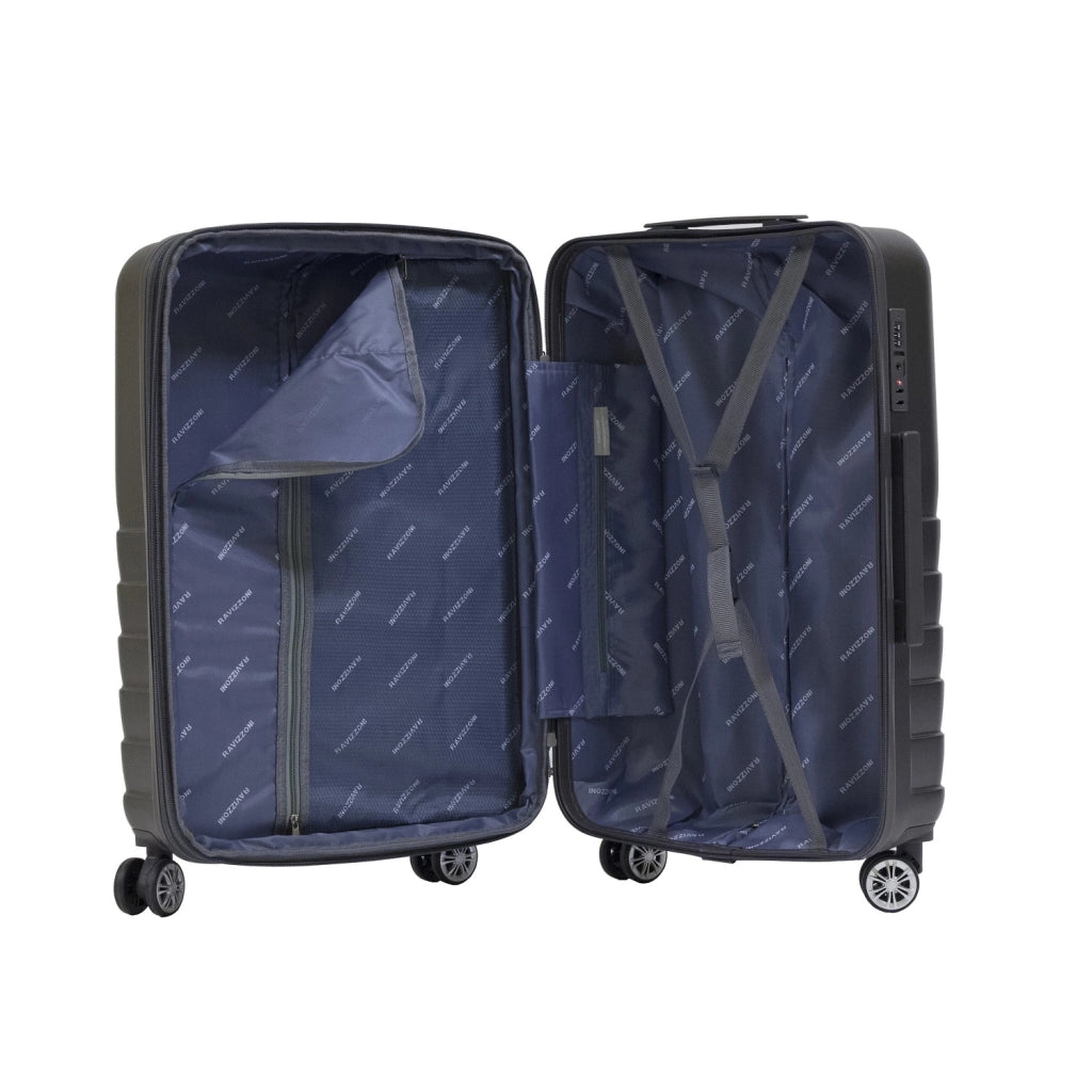 Trolley valigia in ABS rigido espandibile, 4 doppie ruote grigio 43x27x67cm Natan