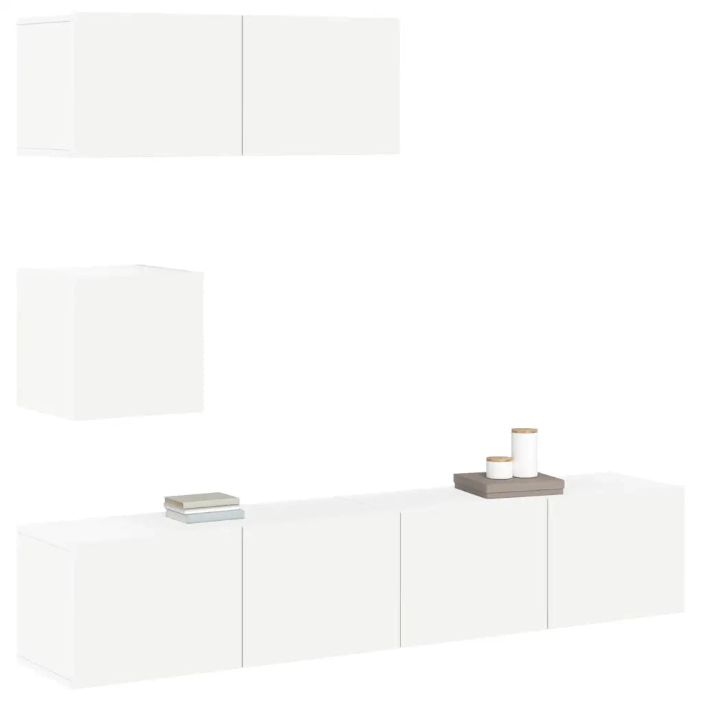 Set di Mobili Porta TV 4 pz Bianco in Legno Multistrato 3114646