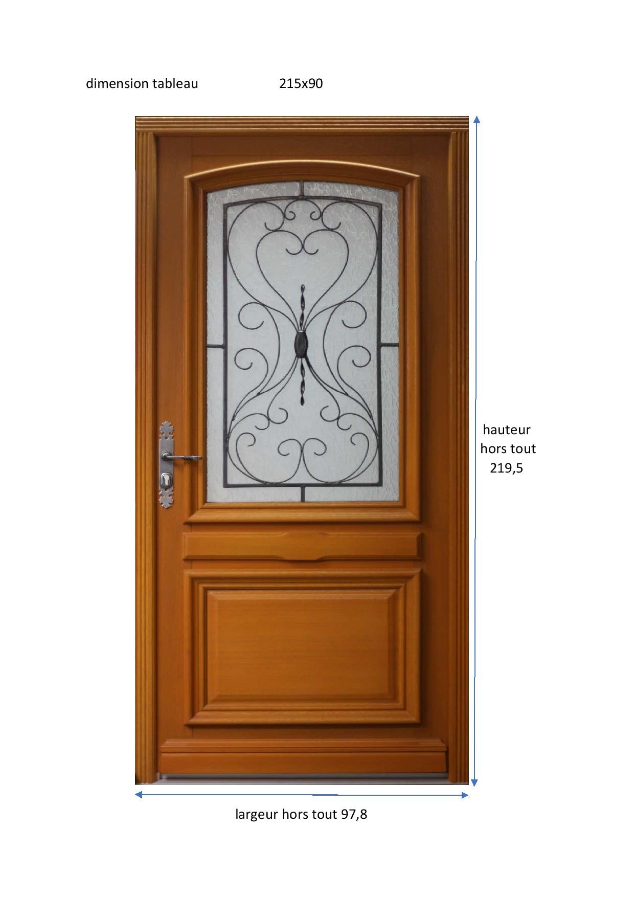 Porta d'ingresso Modello Mathis Dimensioni 215 X80 Spinta a sinistra (dimensioni della tabella)