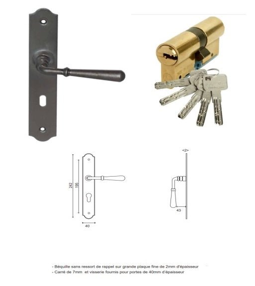 Porta d'ingresso in legno smaltato, Sobra, H.215xl.90 p.sinistra + Maniglia E Botte (rif 010403FP) Lato tavolo senza maniglia