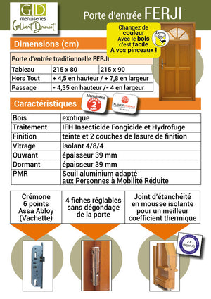 Porta d'ingresso 'Ferji' 215X90 a destra con maniglia e serratura