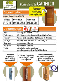 Modello di porta d'ingresso Garnier Poussant Gauche 215 X 90 (Cote Tableau)