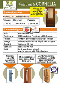 Porta d'ingresso Modello 'Cornelia' 215X90 Spingi tavolo laterale destro