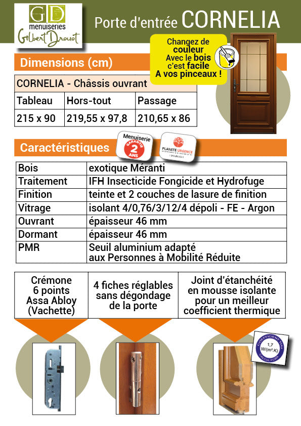 Porta d'ingresso Modello 'Cornelia' 215X90 Spingi tavolo laterale destro