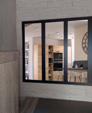 Verriere Wood Mdf nero 3 vetri trasparenti H 1080 Mm X L 1123 Mm senza maniglia