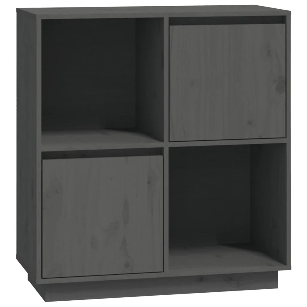 Credenza Grigia 74x35x80 cm in Legno Massello di Pino