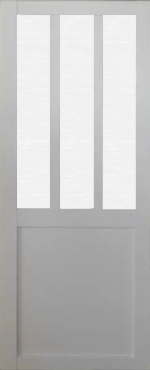 Porta Scorrevole Atelier vetro satinato bianco H204 x L73 + Binario in alluminio nero e 2 gusci