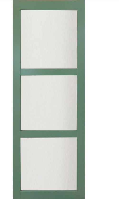 Porta Scorrevole in Vetro Verde H204 x L83 + listello bianco