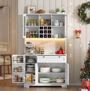 Credenza buffet con illuminazione LED RGB; prese USB e AC; 180 x 105 x 40 cm; bianco; in MDF