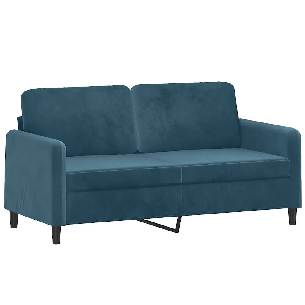 Set di Divani 3 pz con Cuscini Blu in Velluto