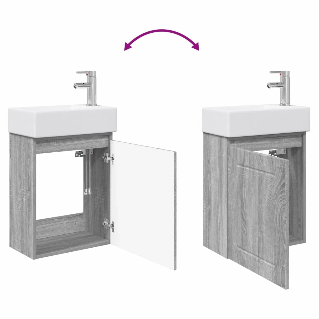 Mobile bagno con rubinetto Sonoma grigio 45,5 x 25,5 x 84 cm