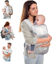 Carriolo Ergonomico 6 in 1 per Bambini - Materiale Premium Cotone - 0-36 Mes - Grigio