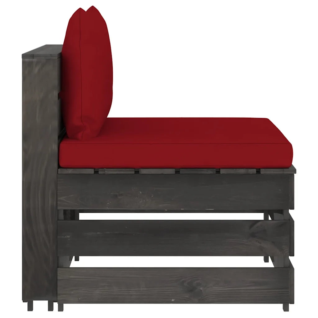 Divano componibile-Divano Centrale Modulare con Cuscini in Legno Impregnato Grigio 361952