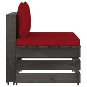 Divano componibile-Divano Centrale Modulare con Cuscini in Legno Impregnato Grigio 361952