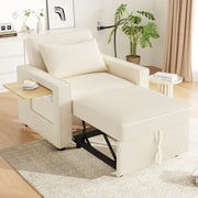 Poltrona Letto Reclinabile con Porta USB ¨C MINIMAL ¨C Tessuto Cord, Beige, 1 Posto