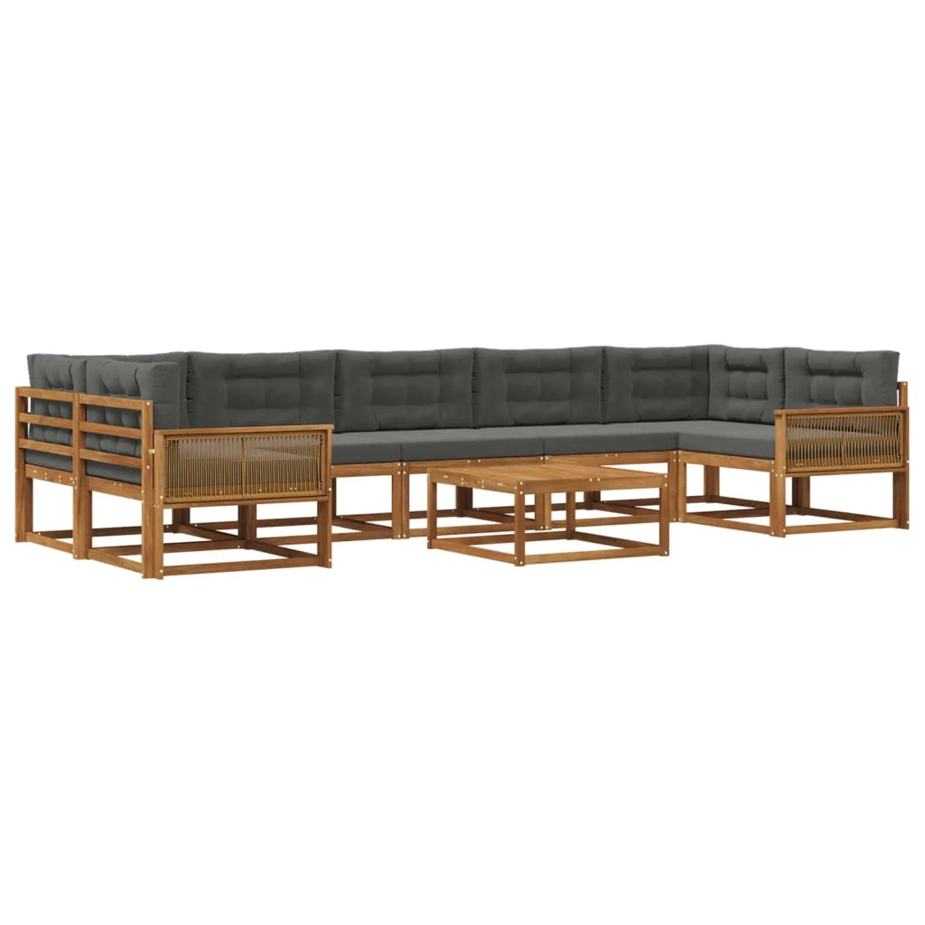 Set di divani da esterno con cuscino 8 pcs Naturale e Antracite