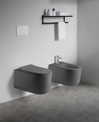 Sanitari sospesi WC e Bidet in Ceramica Copriwater soft-close TRAMONTANA Grigio Opaco
