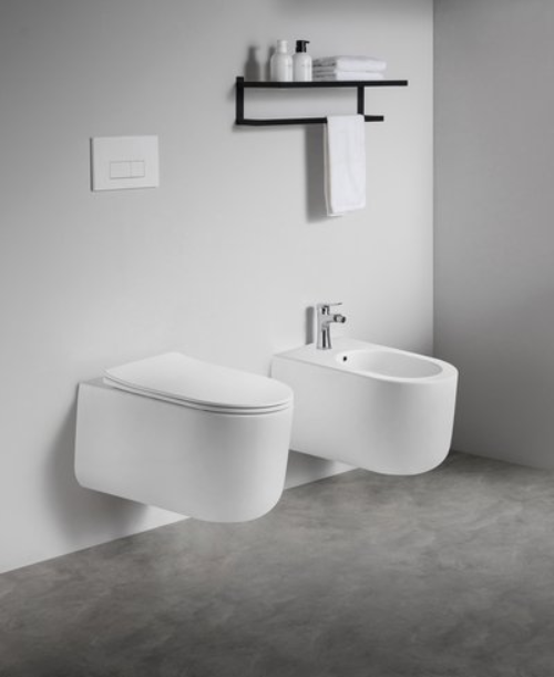 Sanitari sospesi WC e Bidet in Ceramica Copriwater soft-close TRAMONTANA Bianco Opaco