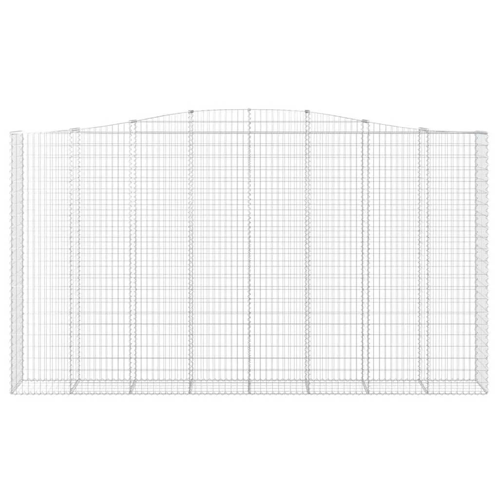 Cestini gabbioni recinzione a gabbia muro di contenimento ad arco 6 pezzi 400 x 50 x 220/240 cm ferro zincato argento 02_0041060
