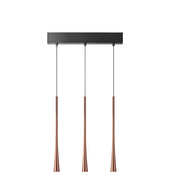 Dafne S/3P Lampada a Sospensione Multipla Lineare 3 Luci LED 16,5W 3000K CRI>90 - Rame con Rosone Nero - Gealuce