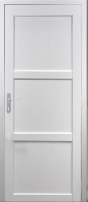 Blocco Porta Korya Bianco 3 Pannelli H204 x L83 Pannello Nervature Spingendo Destra + Maniglia