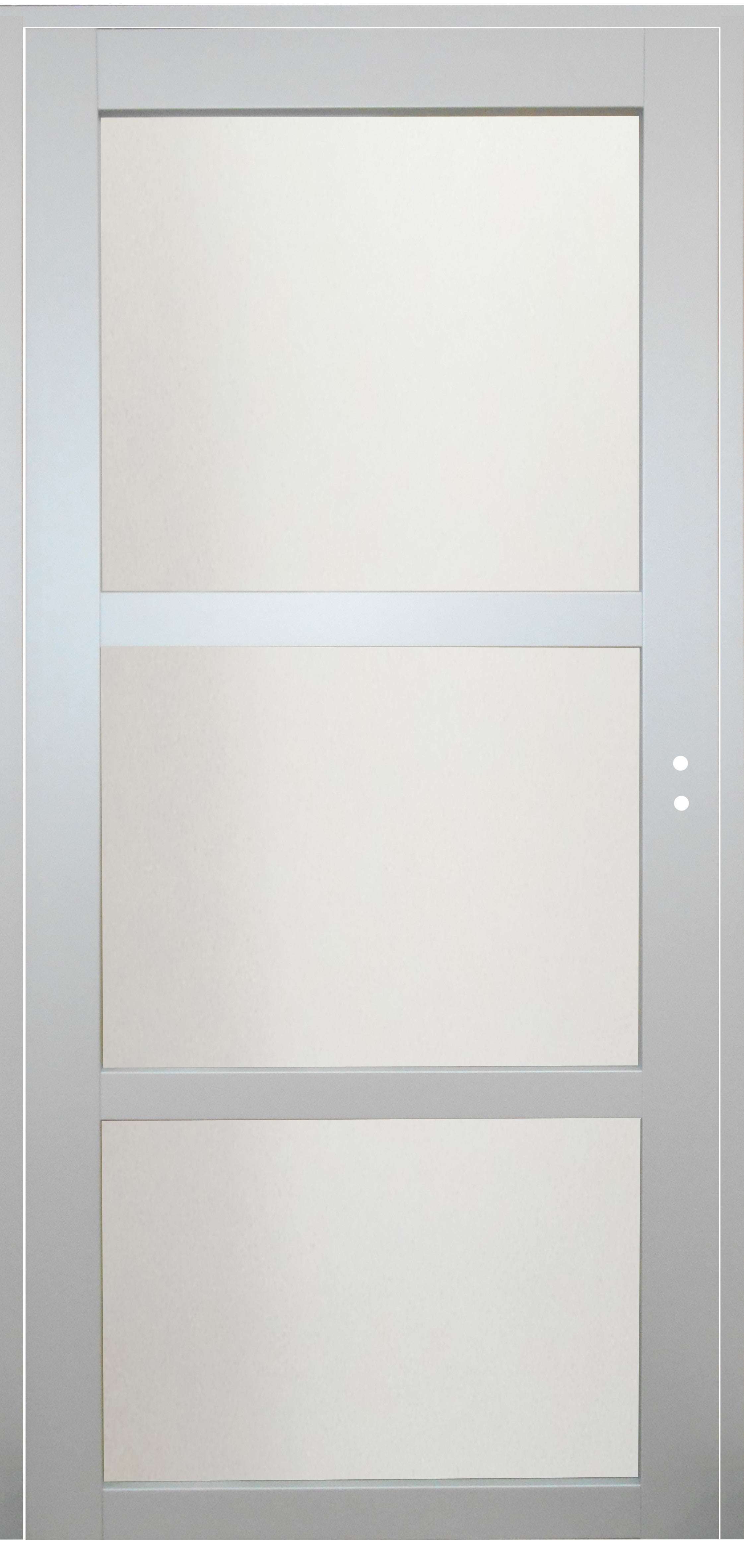 Blocco porta in vetro Greyria RAL7035 H204 x L83 Pannello laterale a spinta sinistro + maniglia