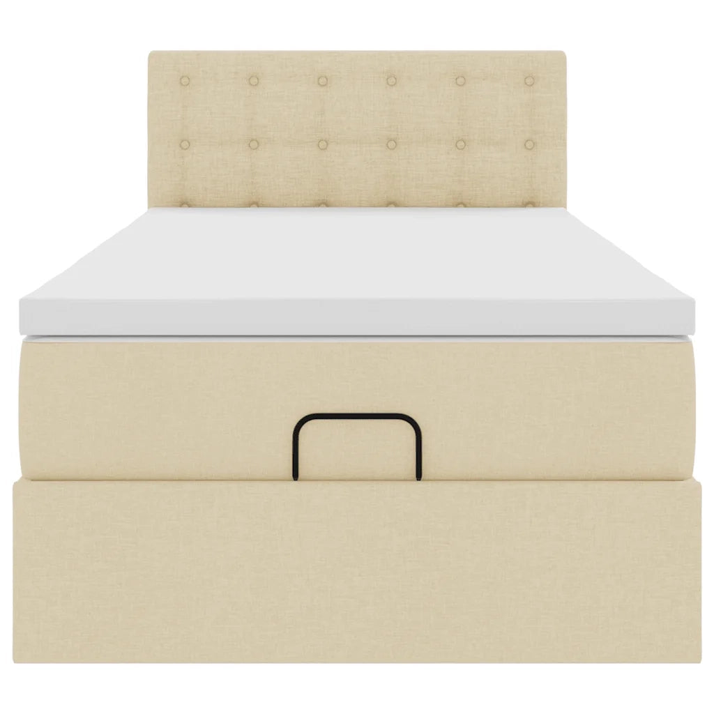 vidaXL Struttura Letto Pouf con Materasso Crema 90x190 cm in Tessuto