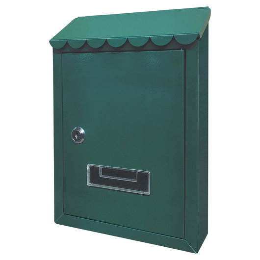 Cassetta postale CAPRI UTILIA +colori feritoia superiore tetto 2 chiavi 21x6x30h.cm VERDE