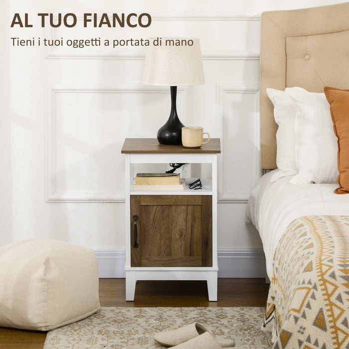 Comodino 1 Anta 1 Ripiano 38,5x35x59,7 cm in Legno Truciolare Bianco