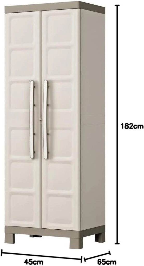 Armadio da Esterno 4 Ripiani 65x45x182H cm in Plastica Keter Excellence Alto Beige/Tortora