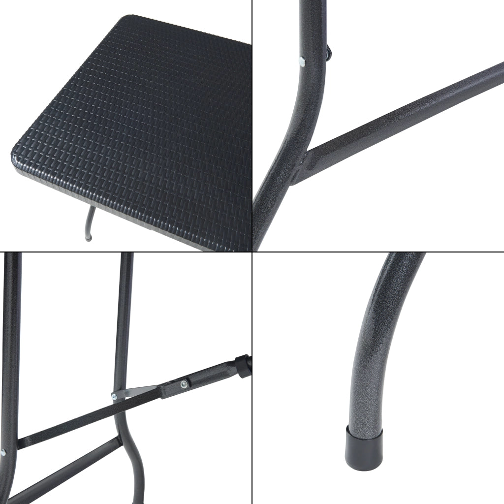 Tavolo da Picnic Mark Pieghevole 180 x 75 x 72 cm Nero Effetto Rattan [en.casa]