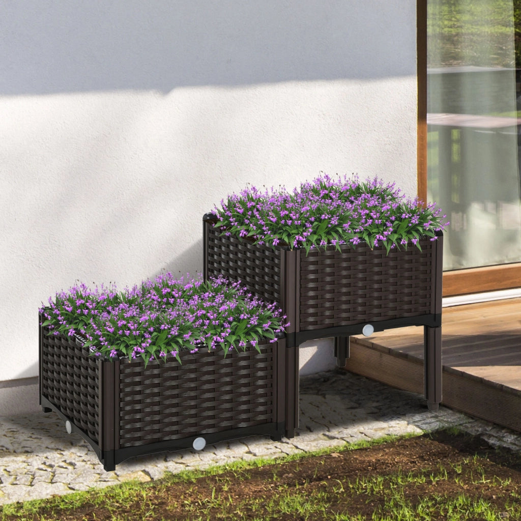 Vaso Quadrato per Giardino ¨C zephmum ¨C 40x40x26 cm Marrone